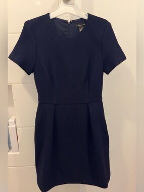 Club Monaco Navy Textured Short-Sleeve Mini Dress